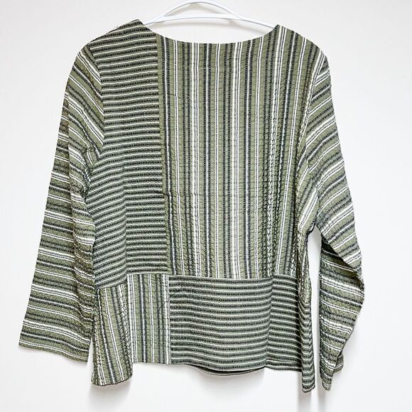 NWT Habitat Fiesta Striped Swing Pullover Boho Top Guacamole Sz S/M - Picture 2 of 8